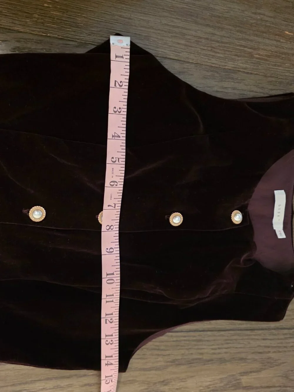 Lush Velvet Button Front Mini Dress Purple Small Gold Pearl Buttons Repaired